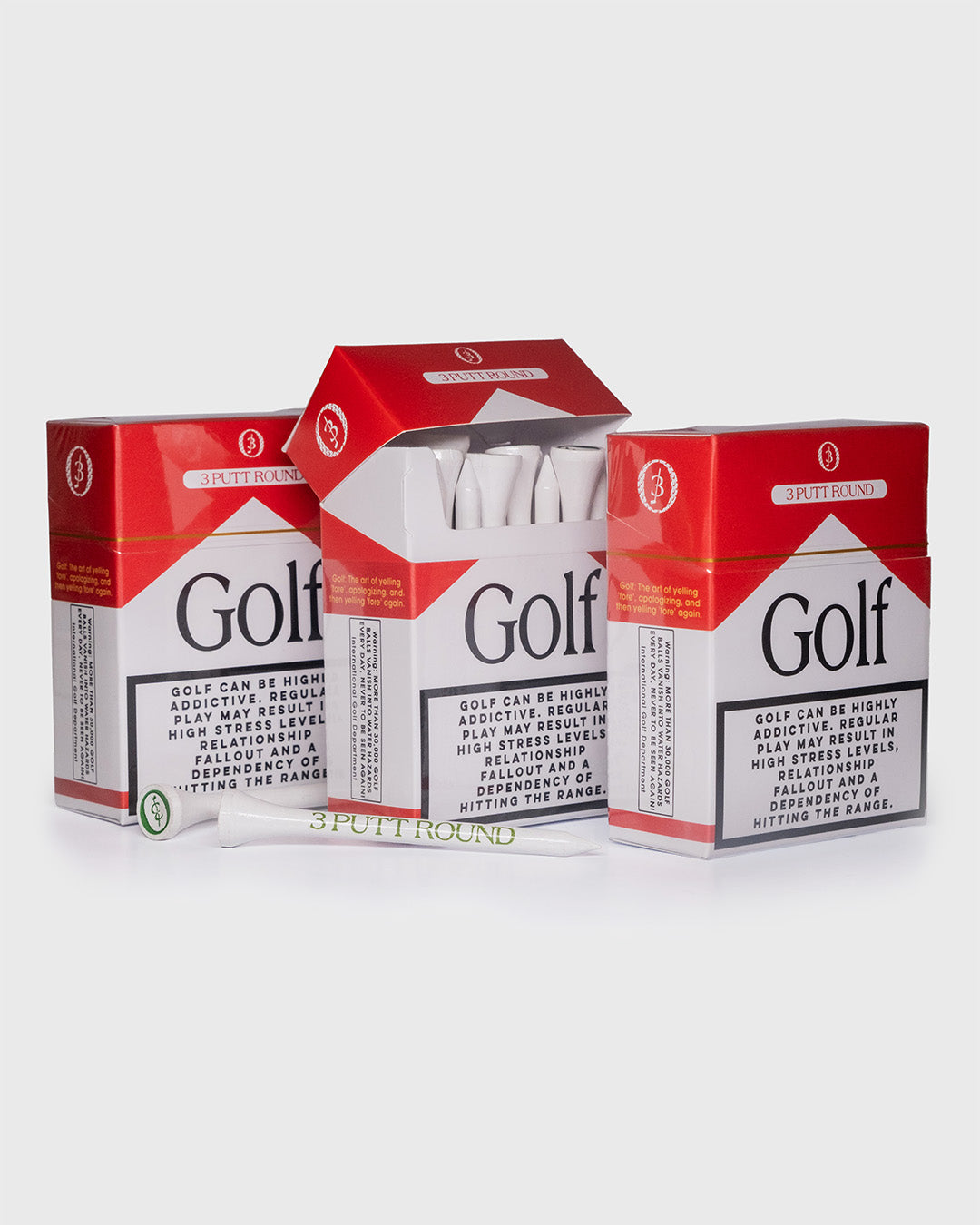 LOT DE 3 PACKS DE TEE ROUGES « GOLF ADDICTION »