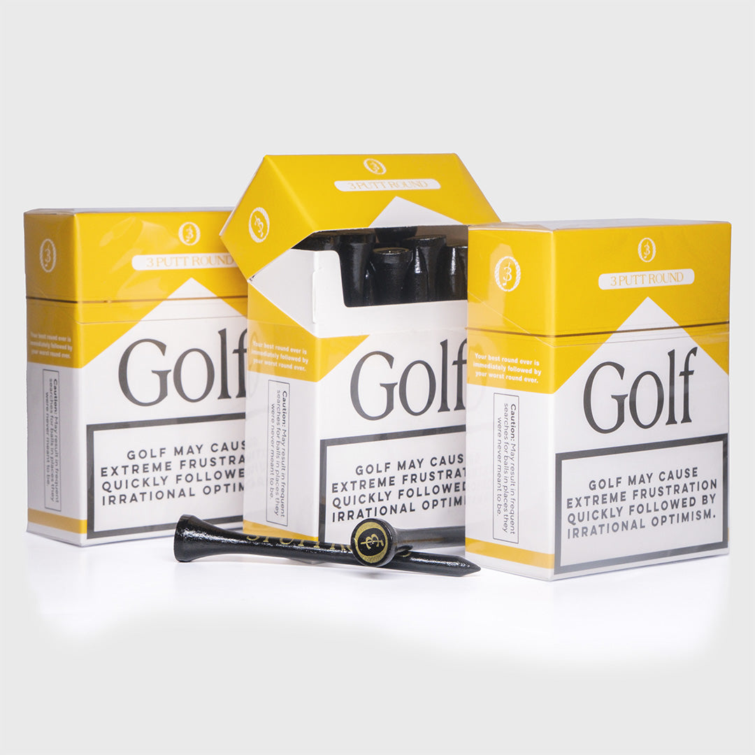 SET OF 3 GOLD "GOLF ADDICTION" TEE PACKS