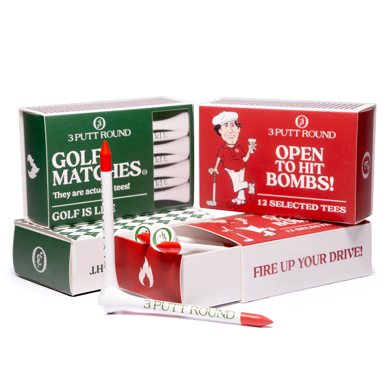 SET OF 4 GOLF TEE MATCHES