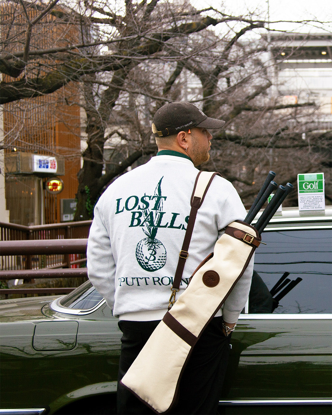 THE LOST BALLS x 3 PUTT ROUND ADDICTION KNIT POLO - GREY