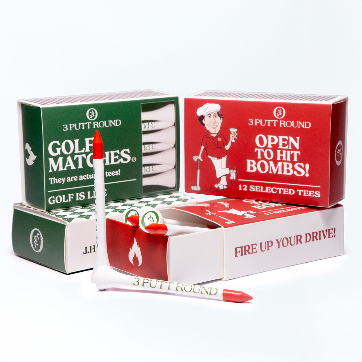 SET OF 4 GOLF TEE MATCHES